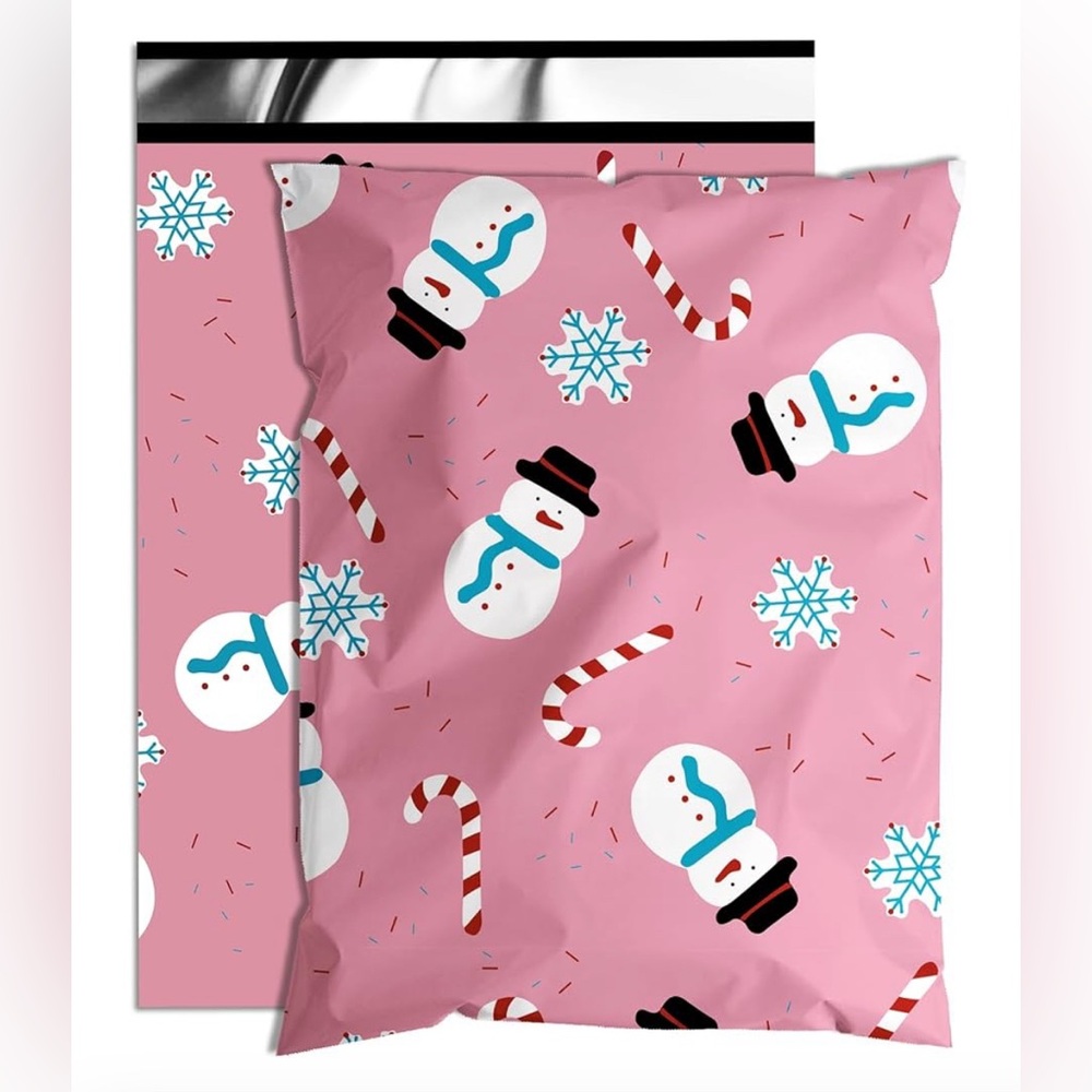 12 Qty. - 10”x13” Pink Winter Snowman Polymailer